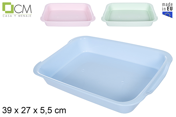 Bandeja retangular em tons pastel 39x27x5,5 cm
