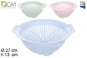 Plastic vegetable colander pastel colors 27 cm
