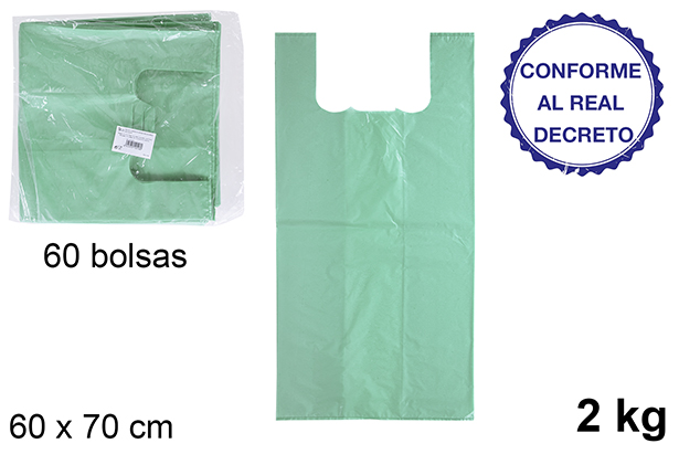 Saco verde reciclável 2 kg 60x70 cm