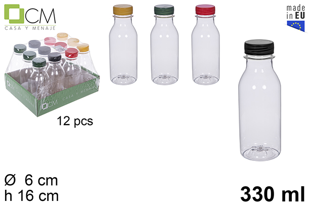 Botella plástico leche/zumo PET transparente 330 ml