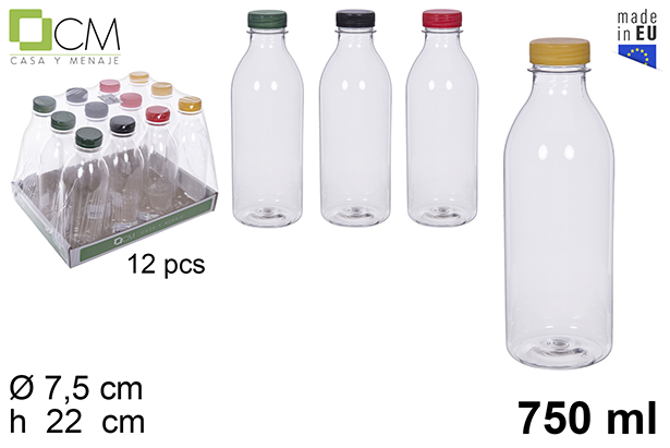 Bottiglia in plastica PET trasparente 750 ml 