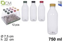 Bouteille en plastique PET transparente 750 ml 