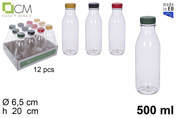 Botella plástico leche/zumo PET transparente 500 ml 