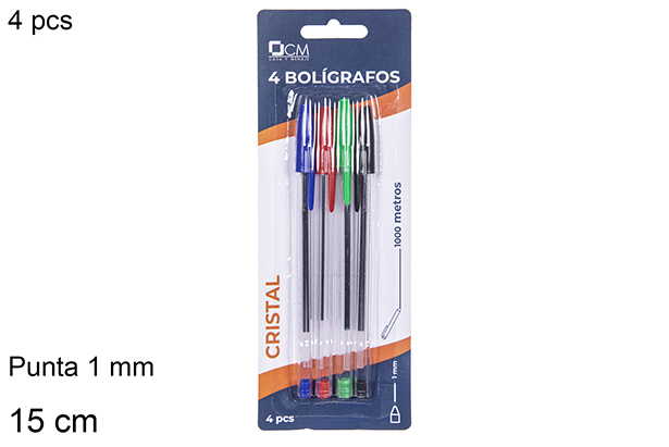 Pack 4 penne a sfera cristal colorato