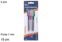 Pack 4 colored crystal ballpoint pens