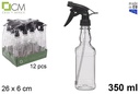 Botella cuadrada plástico con pulverizador negro 350 ml