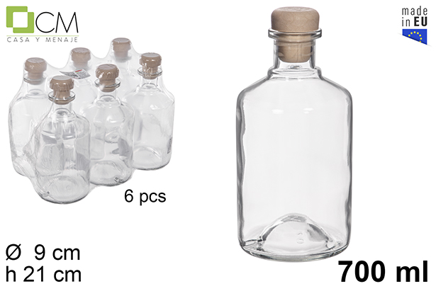 Flacon en verre Alquimia avec bouchon en plastique 700 ml