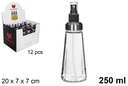 Frasco de óleo de vidro redondo Milan com tampa spray de 250 ml