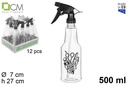 Botella plástico pulverizador negro peluquero barber shop 500 ml