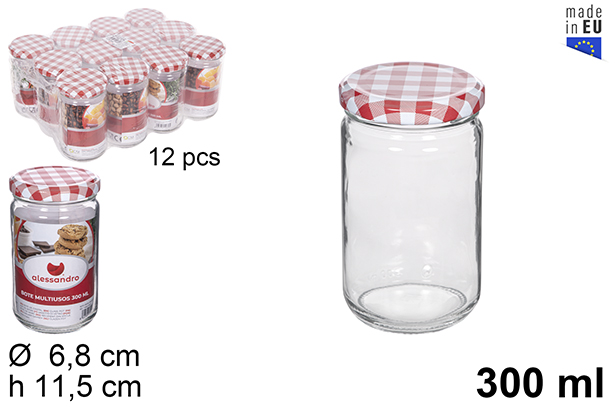 Bote cristal redondo tapa vichy 300 ml