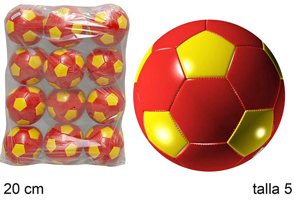 Balón cuero fútbol rojo/amarillo Talla 5
