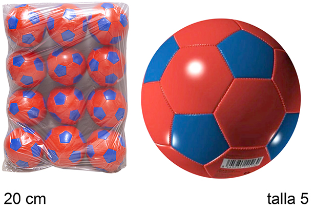 Balón cuero futbol rojo/azul Talla 5