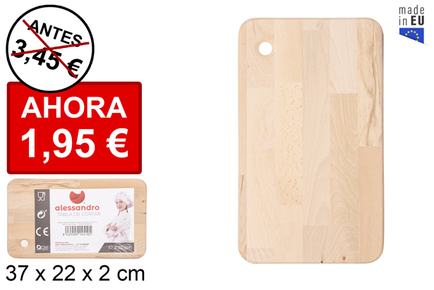 Tábua de corte de madeira 687 gr. 37x22 cm