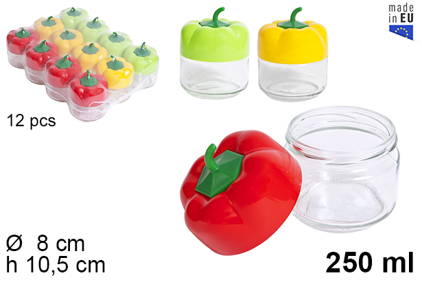 [111512] Pot en verre avec couvercle paprika assorti 250 ml