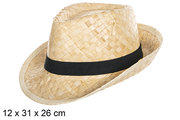 Chapeau en paille Borsalino blanc avec ruban noir