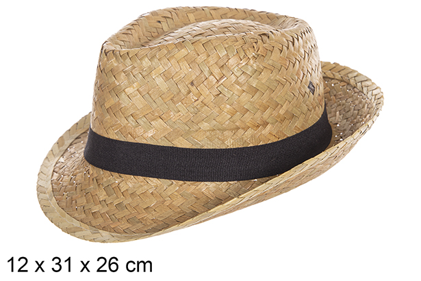 Sombrero paja Borsalino color con cinta negra