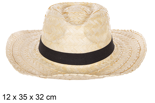 Cappello Basic in paglia bianca con nastro nero