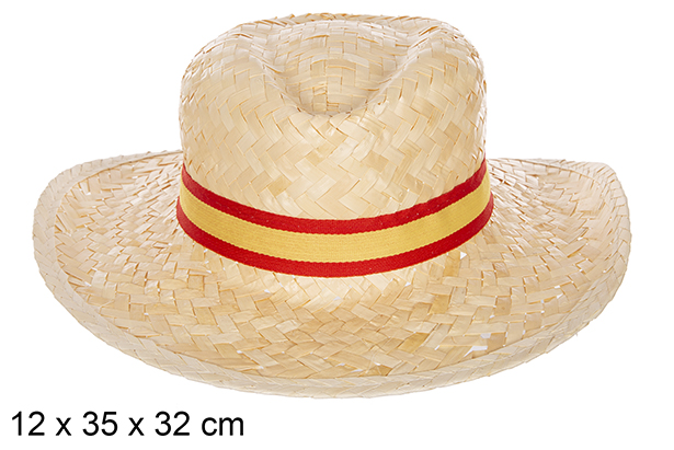Basic white straw hat with ribbon Spain