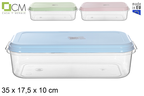 [114560] Large rectangular plastic lunch box with pastel lid