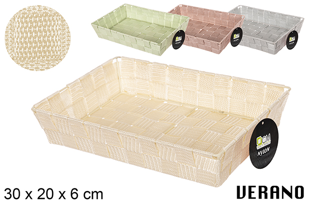 Verano colored nylon basket 30x20x6 cm