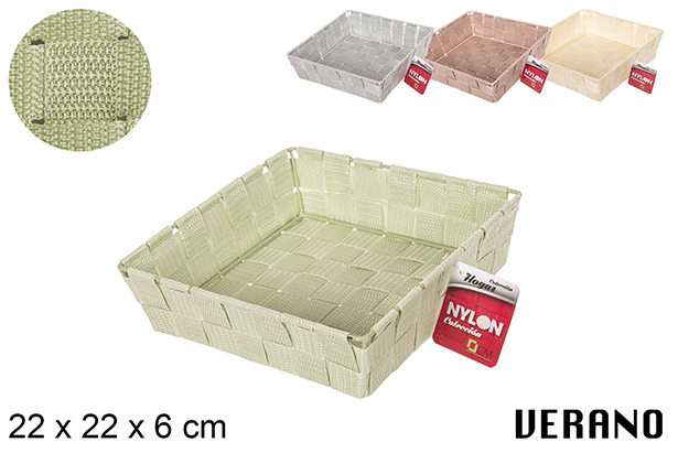 Verano colored nylon basket 22x22x6 cm