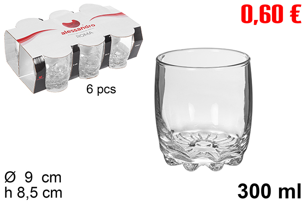 Pack 6 verres à eau Roma en verre 300 ml