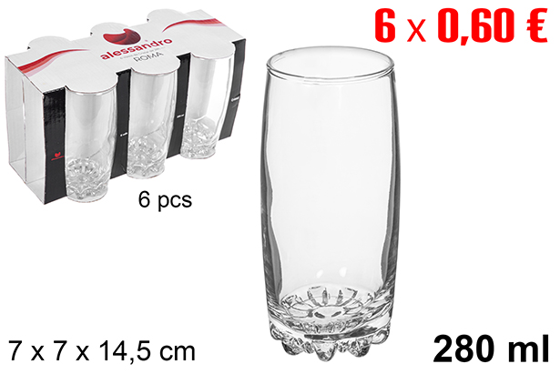 [112097] Pack 6 bicchieri da acqua in vetro Roma 280 ml