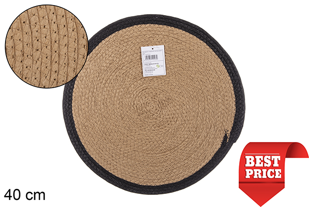Natural/black paper rope trivet 40 cm