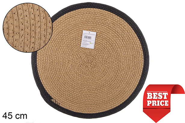 [112444] Sottopentola in corda di carta naturale/nera 45 cm