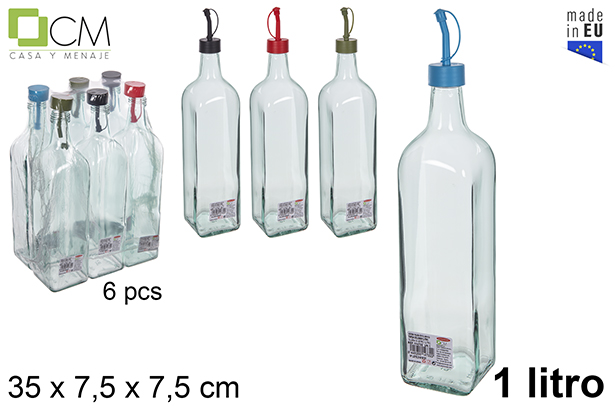 Aceitera/vinajera cristal Marasca con tapón colores 1 litro