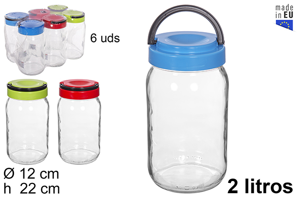 Bote cristal multiusos tapa plástico 2 l.