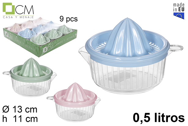Fruit juicer round design pastel colors lid 0.5 l.