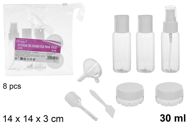 [112434] Astuccio cosmetico da viaggio 8 pezzi 30 ml