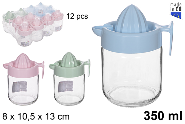 Espremedor de vidro cores pastel 350 ml