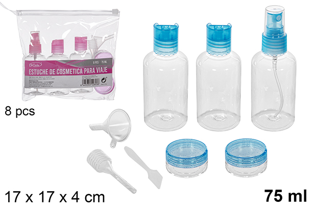 Trousse cosmétique de voyage 8 pièces couleurs assorties 75 ml