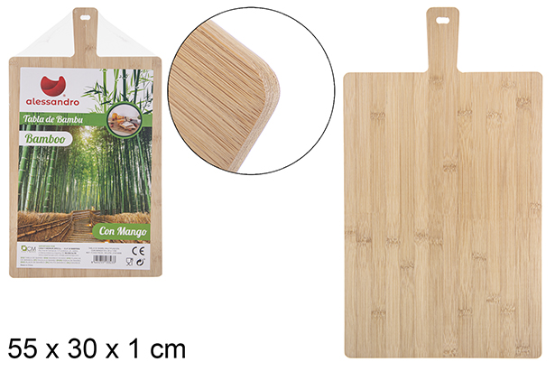 Tábua de bambu multiuso com alça 55x30 cm