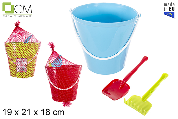 Set spiaggia secchiello + rastrello + paletta