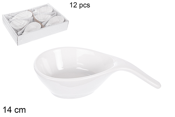 White ceramic bowl ladle shape 14 cm
