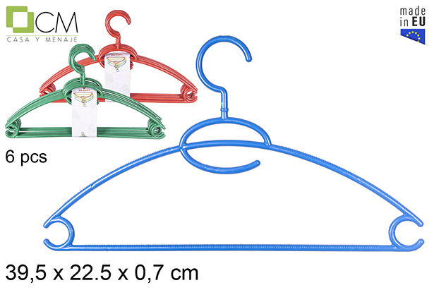 Pack 6 cabides giratórios de plástico cores diversas