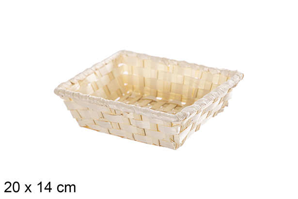 [112477] Cesto rettangolare in bambù colore naturale 20x14 cm