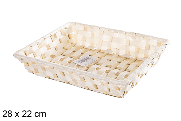 Panier rectangulaire en bambou naturel 28x22 cm
