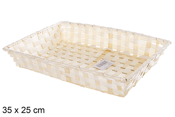 Cesta bambú rectangular natural 35x25 cm