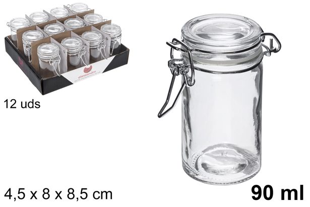 [113134] Bote cristal redondo hermético blanco 90 ml