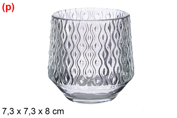Portavela Nairobi cristal natural 7,3x7,3x8 cm