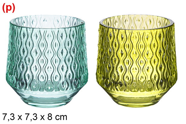 Nairobi candle holder crystal assorted colors 7.3x7.3x8 cm
