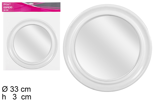 [113591] Miroir rond blanc 33 cm