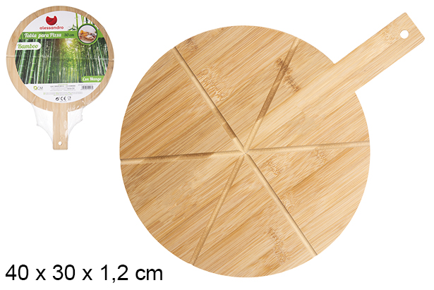 Tábua de bambu com alça para pizza 30 cm