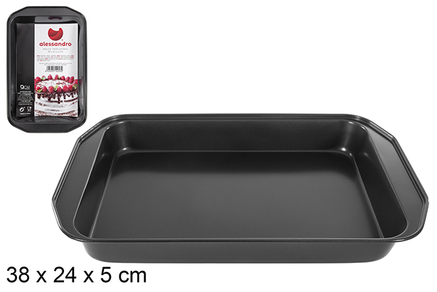 [114253] Teglia rettangolare in metallo 38x24 cm
