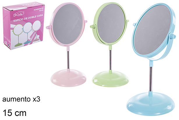 [114254] Double mirror with magnification x3 assorted colors 15 cm