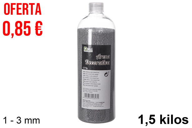 Bote arena decorativa gris oscuro 1-3 mm (1,5 kg)